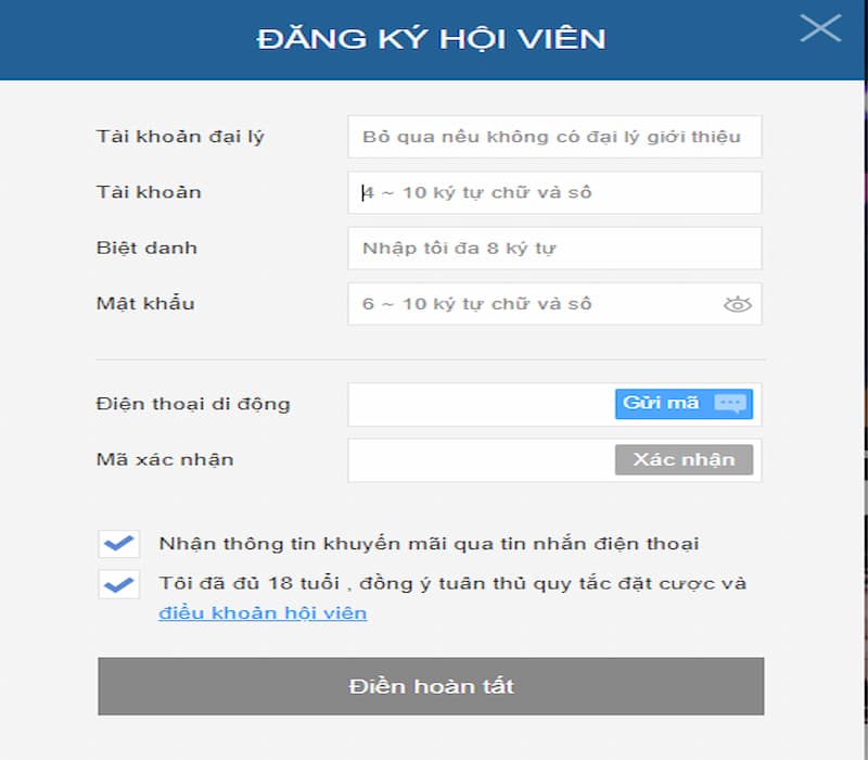 Thienhabet Ảnh 7: Hướng dẫn đăng ký thành viên