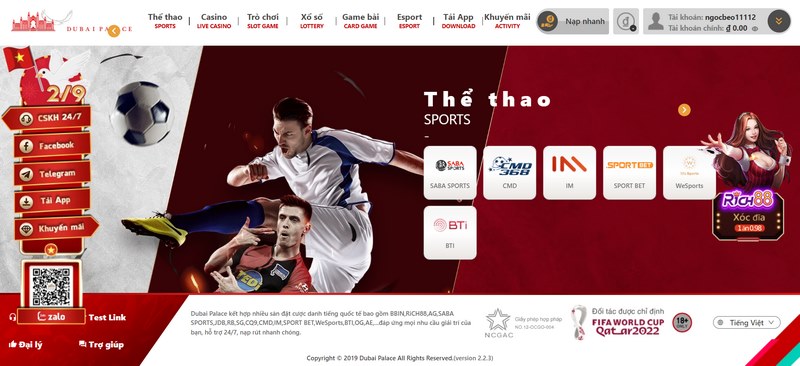 Truy cập vào Dubai Palace bằng đường dẫn chính thức để không bị chặn